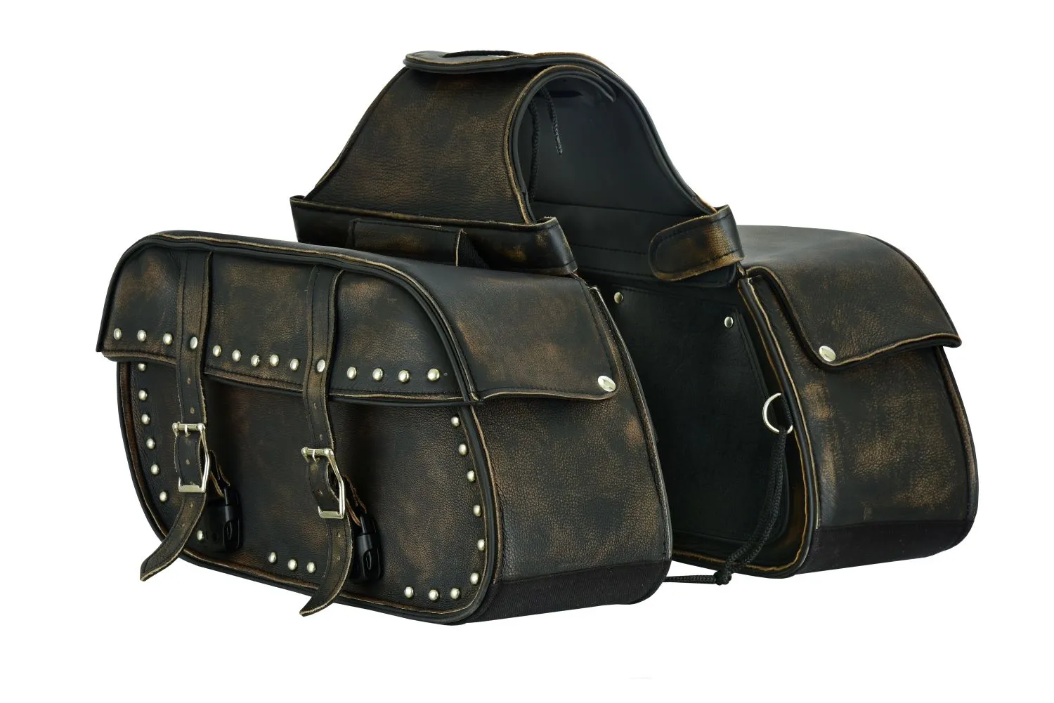 Genuine Distressed Brown Naked Cowhide Leather Concealed Carry Saddlebag