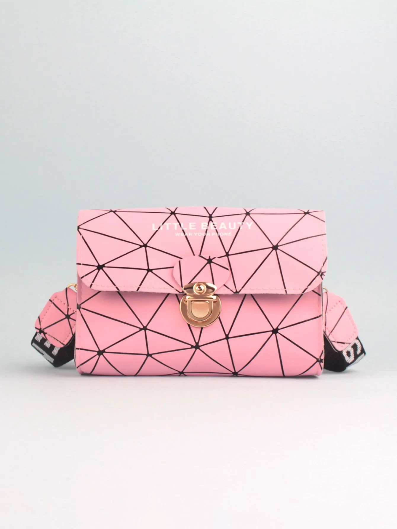 Geometric Graphic Push Lock Crossbody Bag