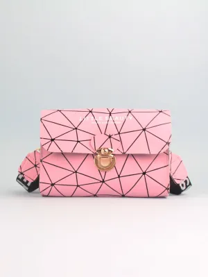 Geometric Graphic Push Lock Crossbody Bag