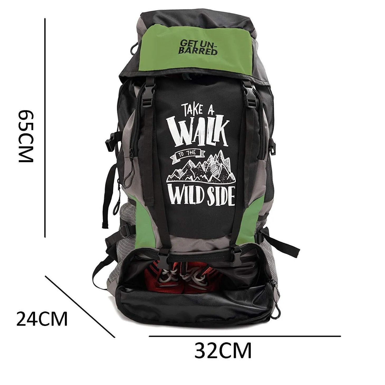 Get Un-barred 55 Ltr Travel Backpack (Green)