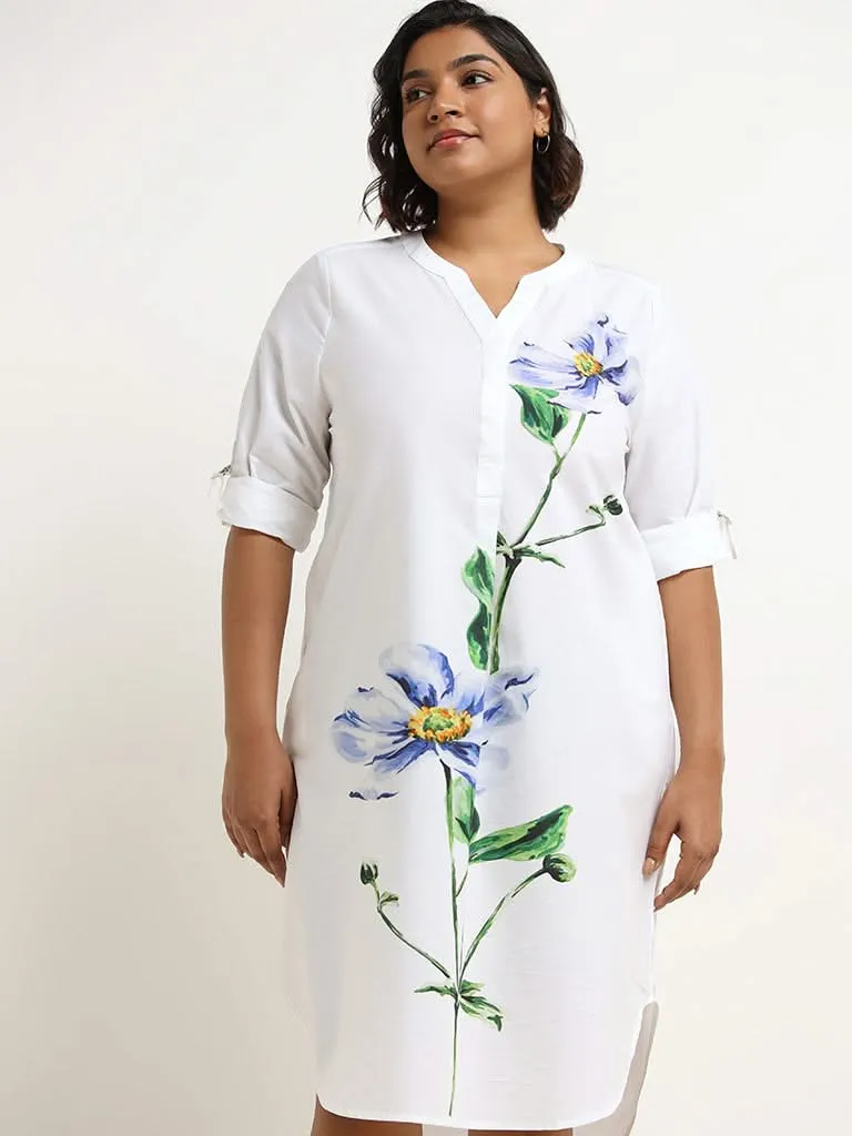 Gia White Floral Cotton Tunic Dress