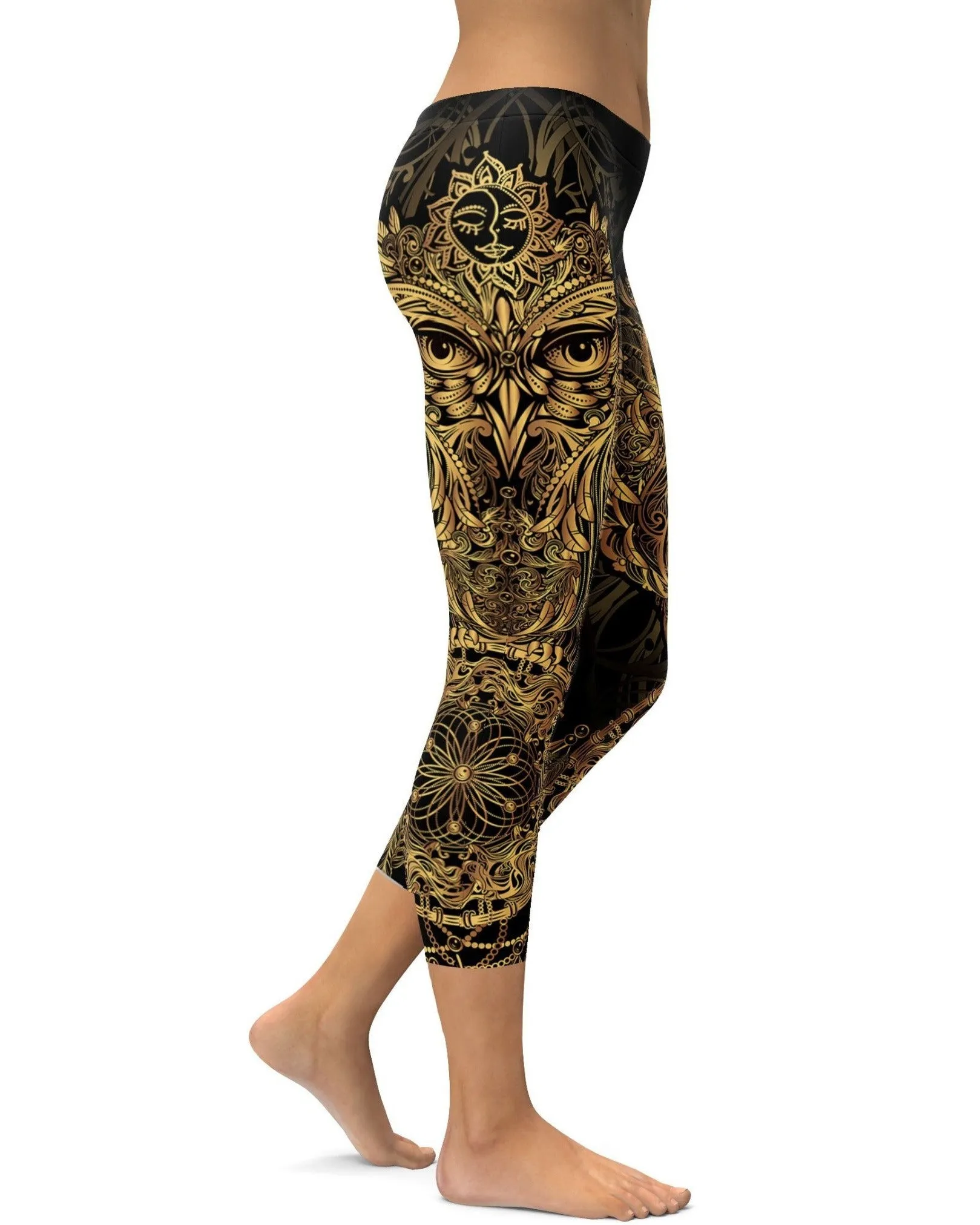 Golden Ornamental Owl Capris