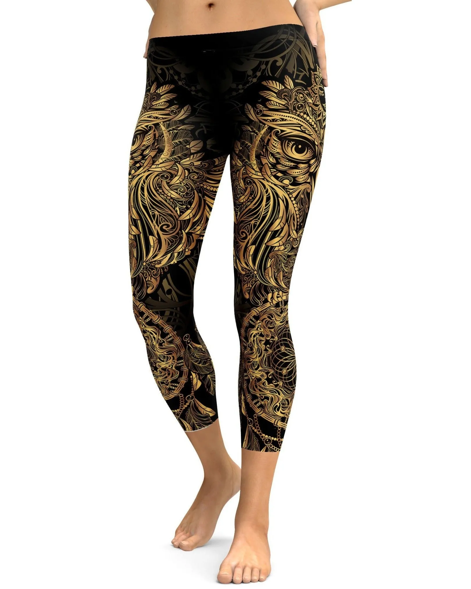 Golden Ornamental Owl Capris