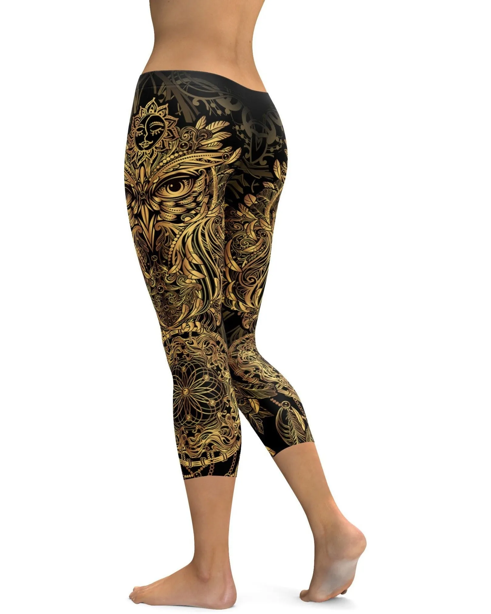 Golden Ornamental Owl Capris