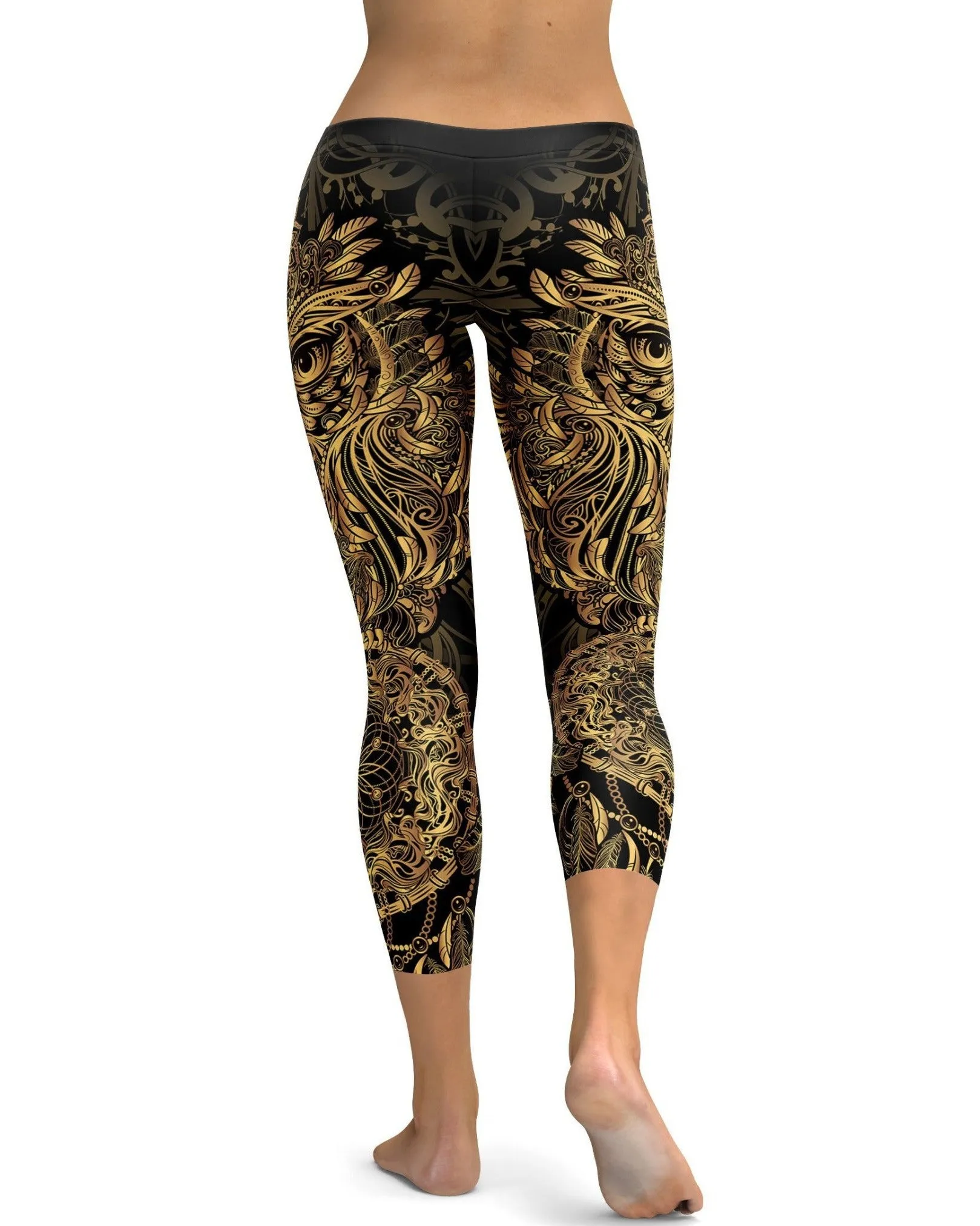 Golden Ornamental Owl Capris