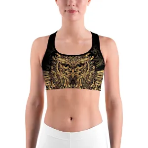 Golden Ornamental Owl Sports bra