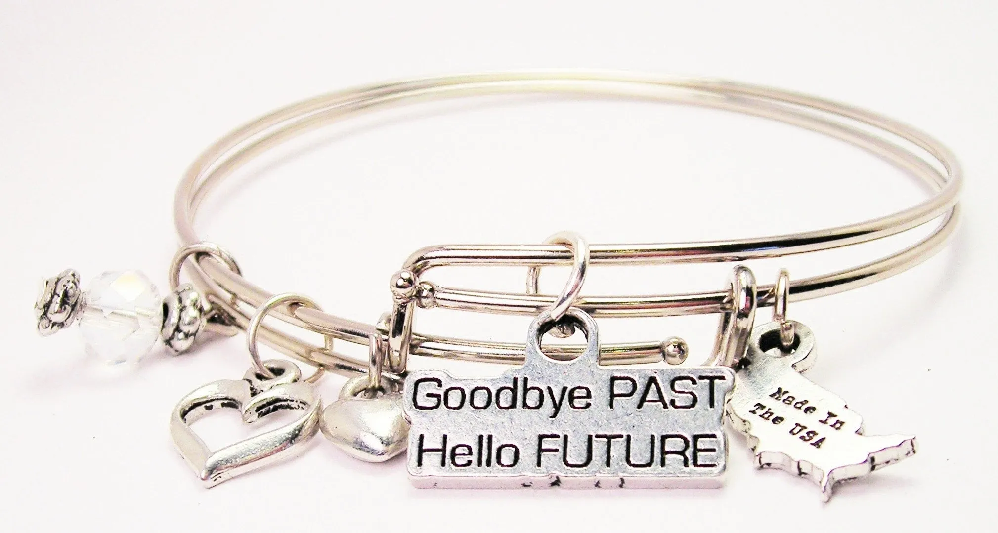 Goodbye Past Hello Future Expandable Bangle Bracelet Set