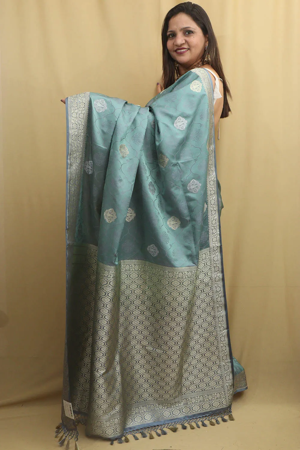 Graceful Grey Banarasi Silk Saree