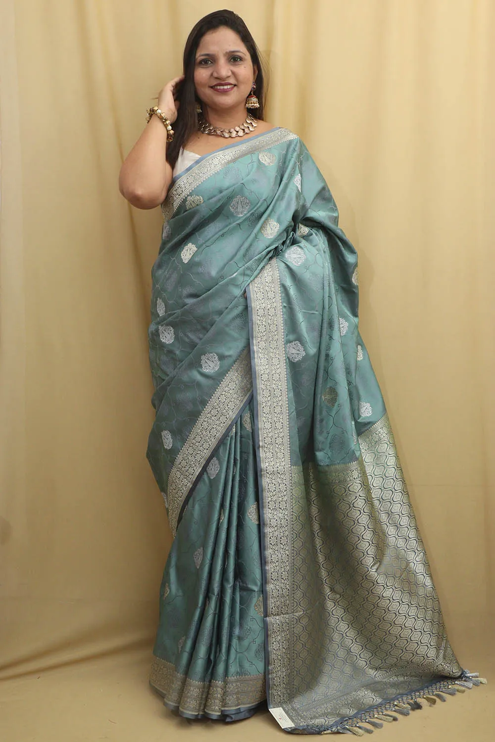 Graceful Grey Banarasi Silk Saree