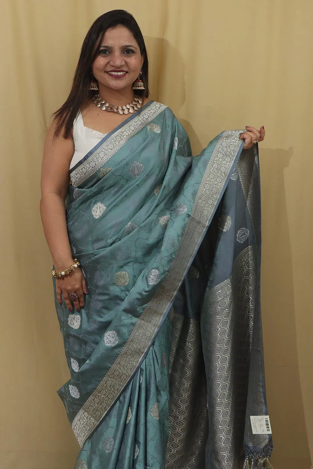 Graceful Grey Banarasi Silk Saree