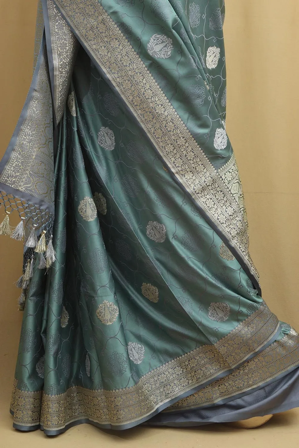 Graceful Grey Banarasi Silk Saree