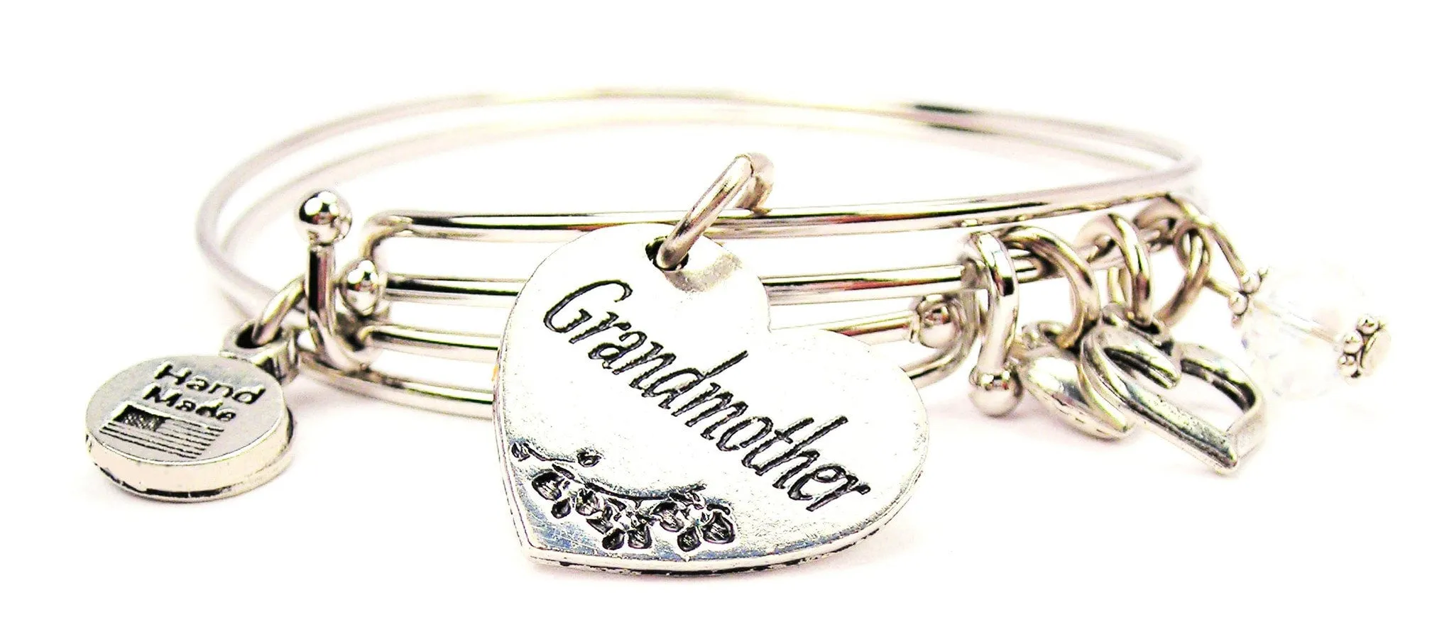 Grandmother Heart Expandable Bangle Bracelet Set