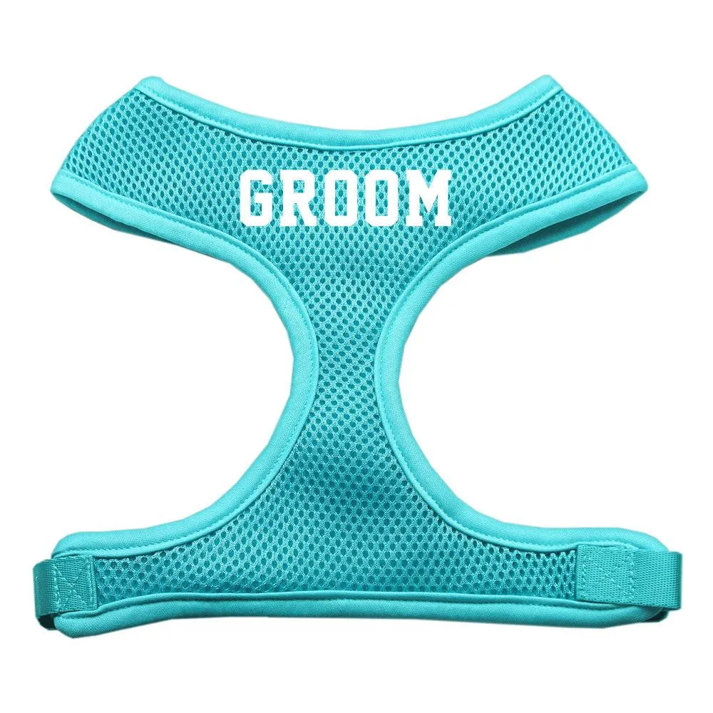 Groom Screen Print Soft Mesh Harness Aqua Extra Large