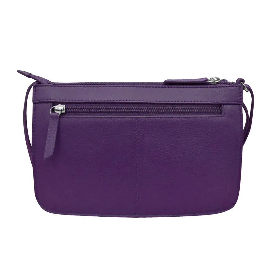 Handbag Front Pocket Phone Bag Purple Leather RFID Blocking 6046