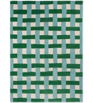 Harlequin Basket Weave Rug Emerald/Aquamarine