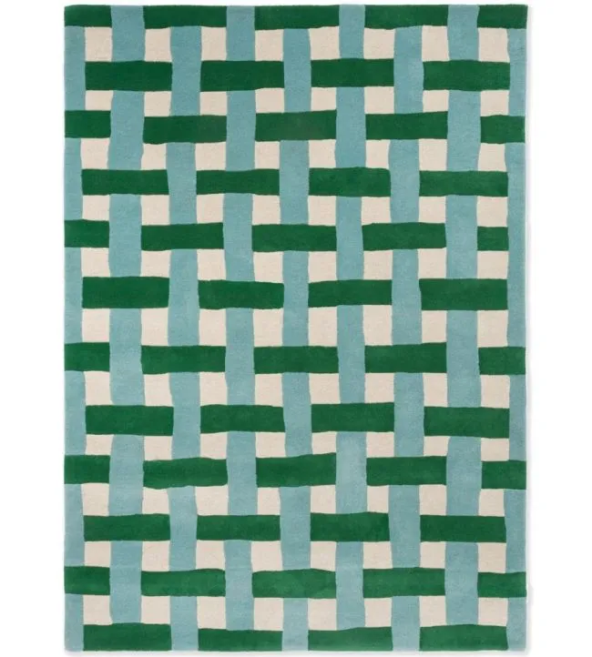 Harlequin Basket Weave Rug Emerald/Aquamarine