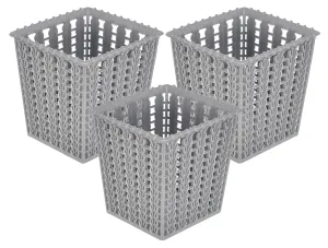 Heart Home Square Shape M 5 Multipurpose Plastic Holder/Organizer/Stand for Kitchen, Bathroom, Office Use - Pack of 3 (Grey)-46HH0447