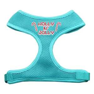 Holly N Jolly Screen Print Soft Mesh Harness  Aqua Extra Large