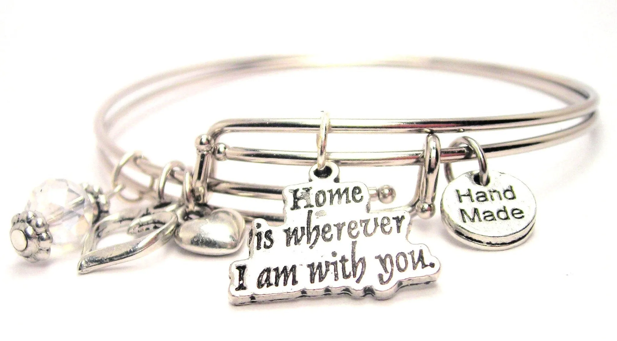 Home Is Wherever I Am With You Expandable Bangle Bracelet Set