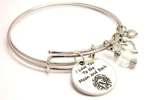 I Love You To The Moon And Back Celestial Expandable Bangle Bracelet Set