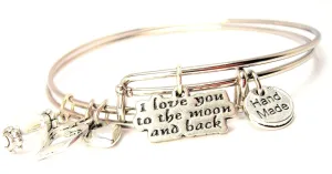 I Love You To The Moon And Back Expandable Bangle Bracelet Set