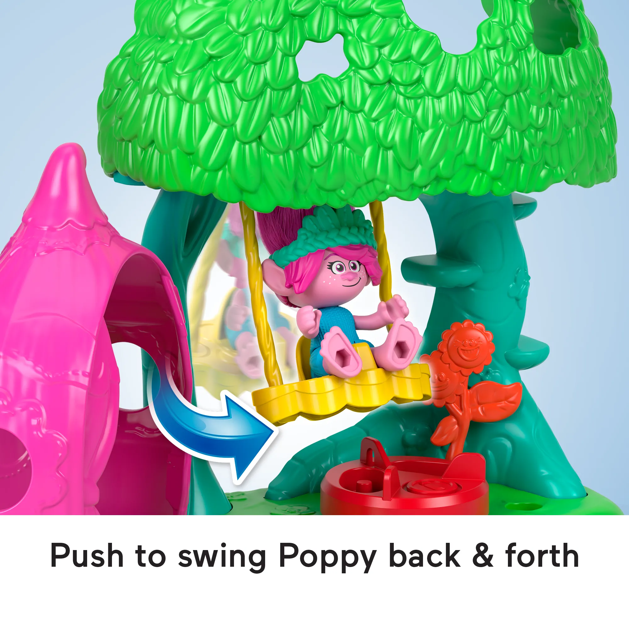 Imaginext Dreamworks Trolls Flower Fun Campsite Playset With Poppy Figure & 4 Play Pieces