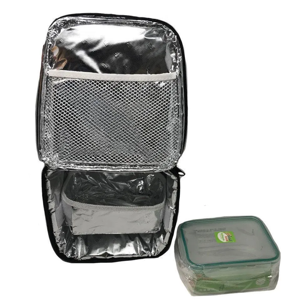 Insulated Cooler Lunch Box Bag Picnic Food Snacks Drink Water 7-1/2 Inch X 8 Inch