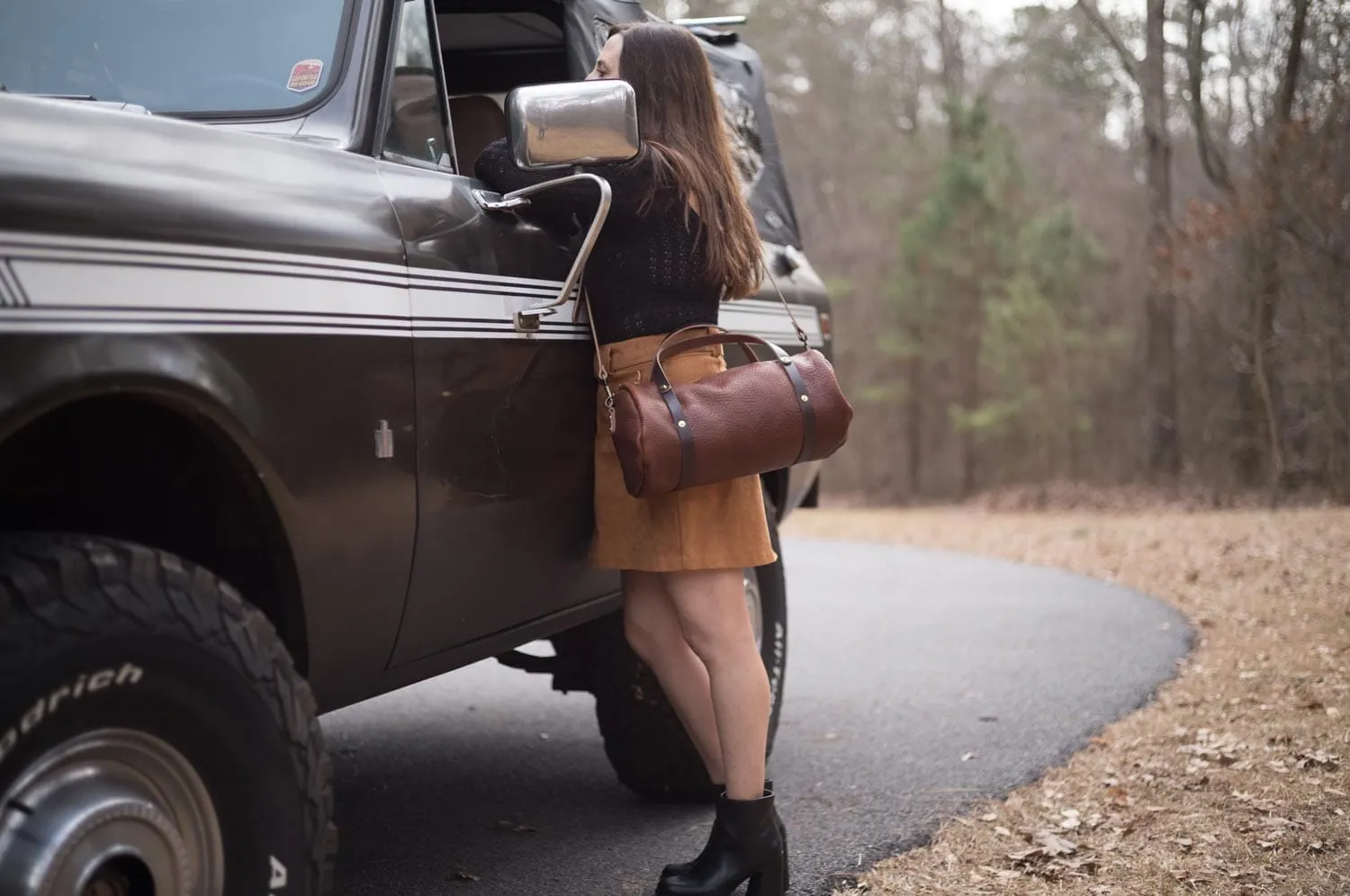 JANE LEATHER CROSSBODY - LARGE - PINE GREEN BISON