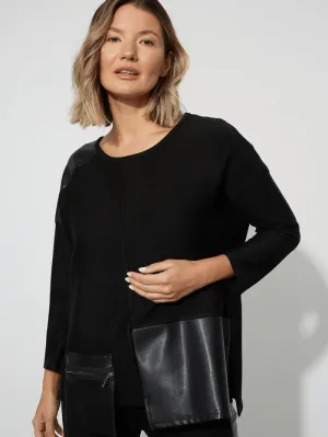 Joseph Ribkoff T Black Faux Leather Top 223025 278