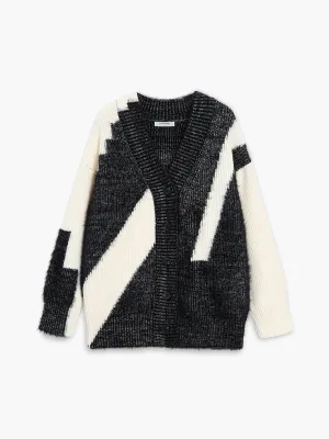 Knit Colorblock Graceful Button Cardigan