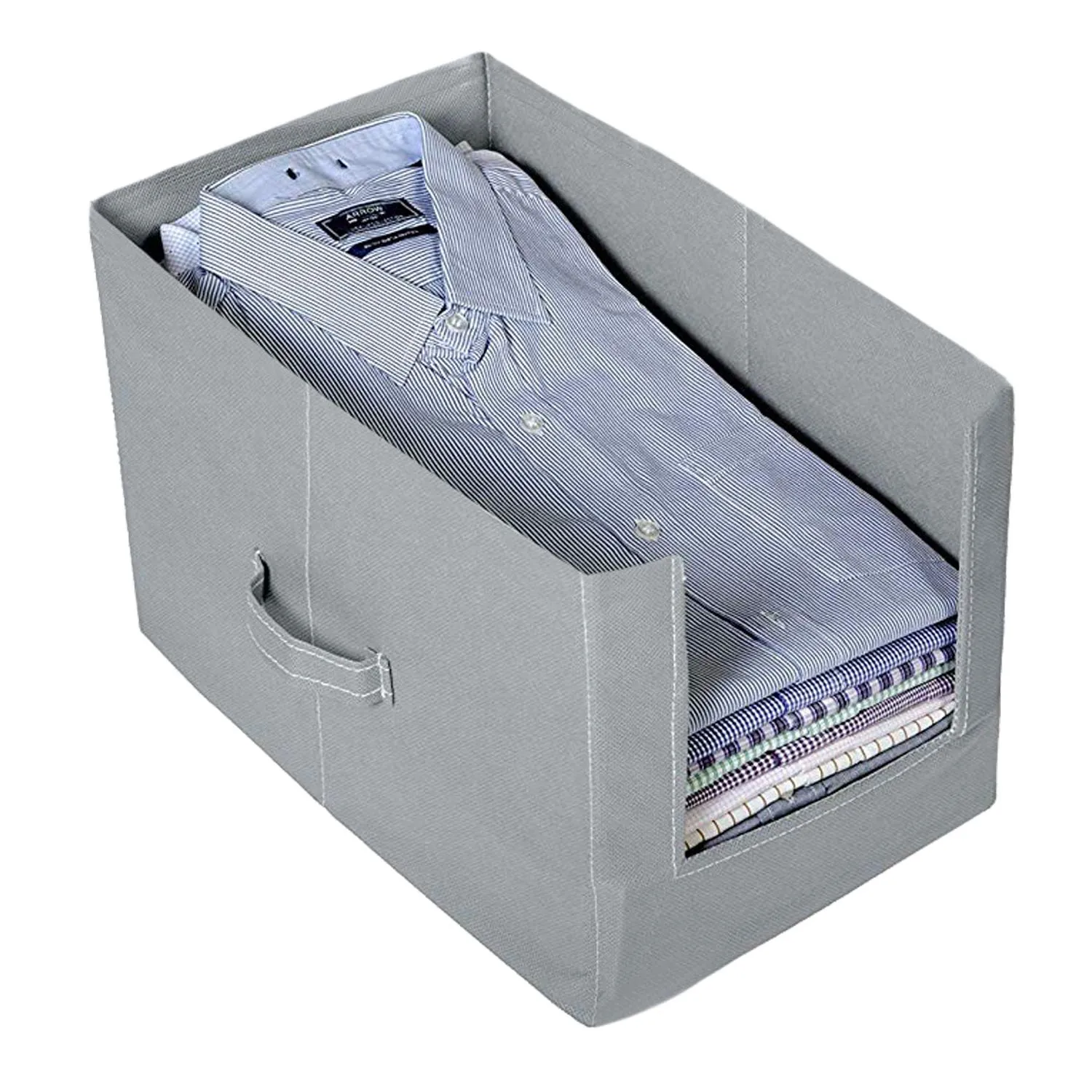 Kuber Industries Non-Woven 4 Pieces Shirt Stacker Wardrobe Organizer (Grey & Blue) CTKTC22576