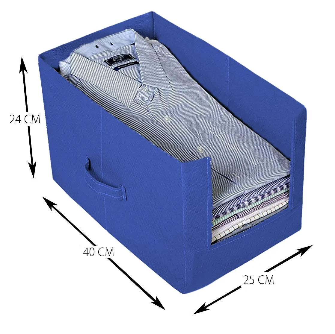 Kuber Industries Non-Woven 4 Pieces Shirt Stacker Wardrobe Organizer (Grey & Blue) CTKTC22576