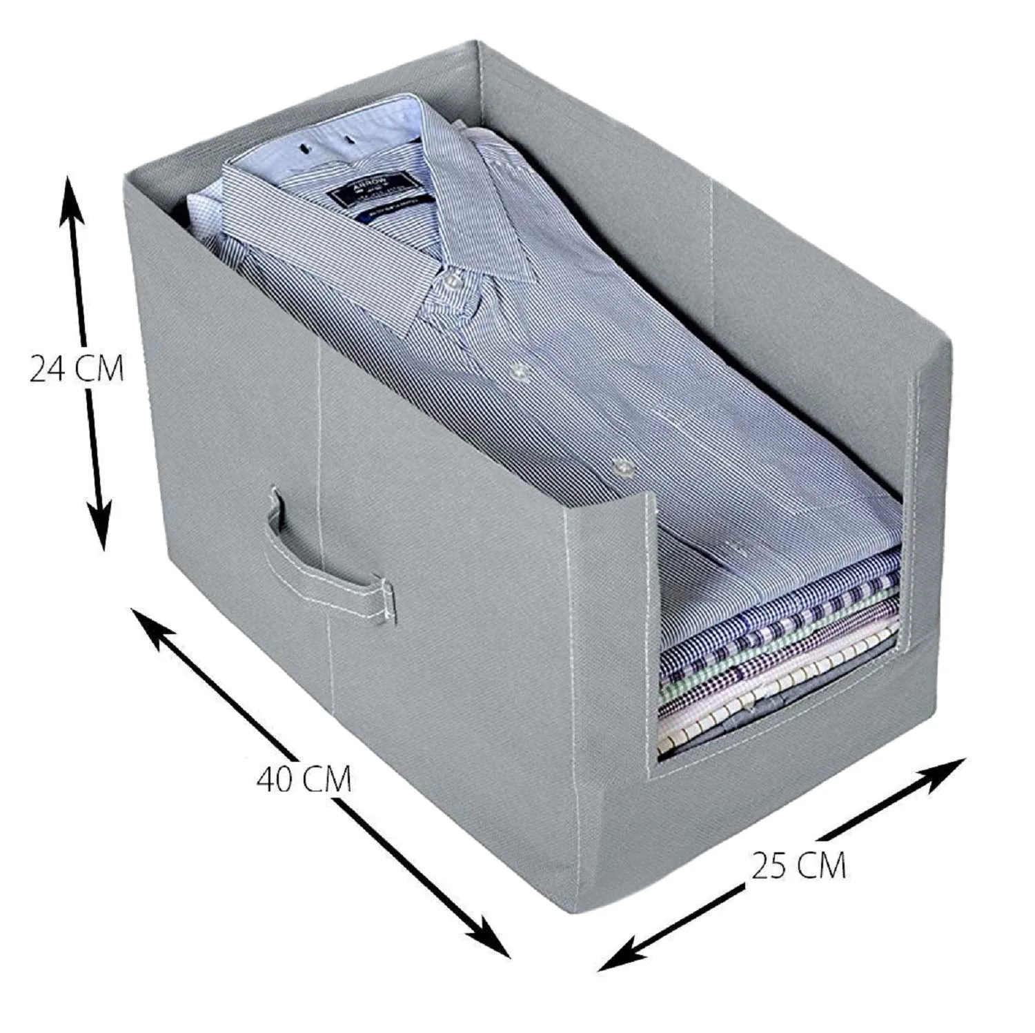 Kuber Industries Non-Woven 4 Pieces Shirt Stacker Wardrobe Organizer (Grey & Blue) CTKTC22576