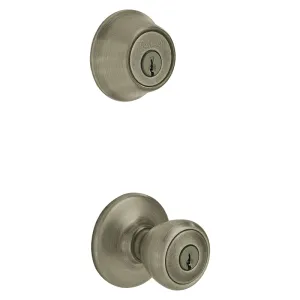 Kwikset 690T 5CP6ALRCSK6 Combination Lockset, Knob Handle, Tylo Design, Antique Brass, 3 Grade :CD: QUANTITY: 1