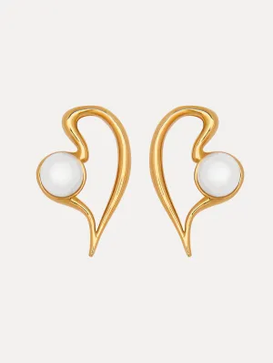 Large Pearl Heart Earrings