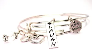 Laugh Long Tab Expandable Bangle Bracelet Set