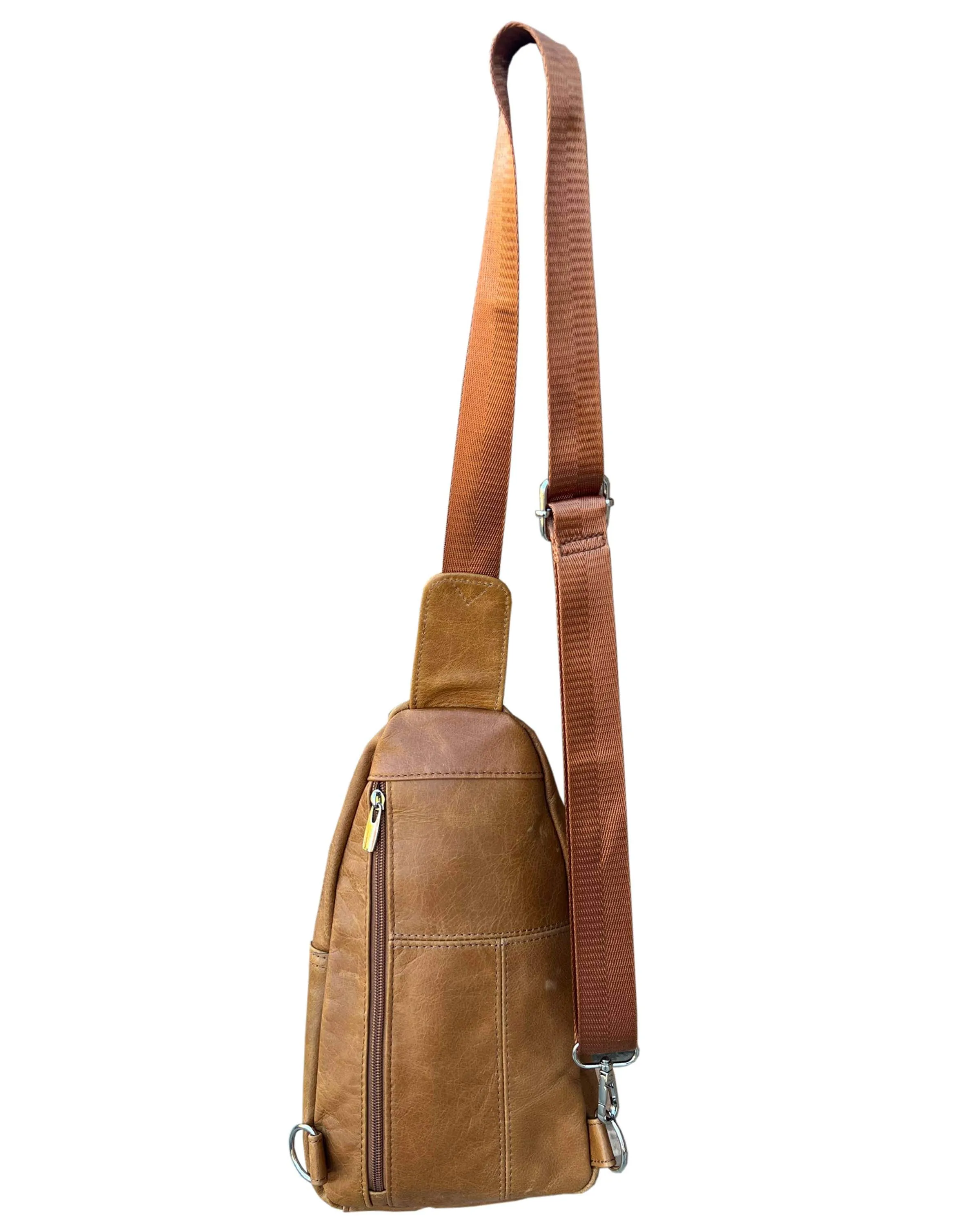 Leather Sling Bag with Adjustable Shoulder Strap