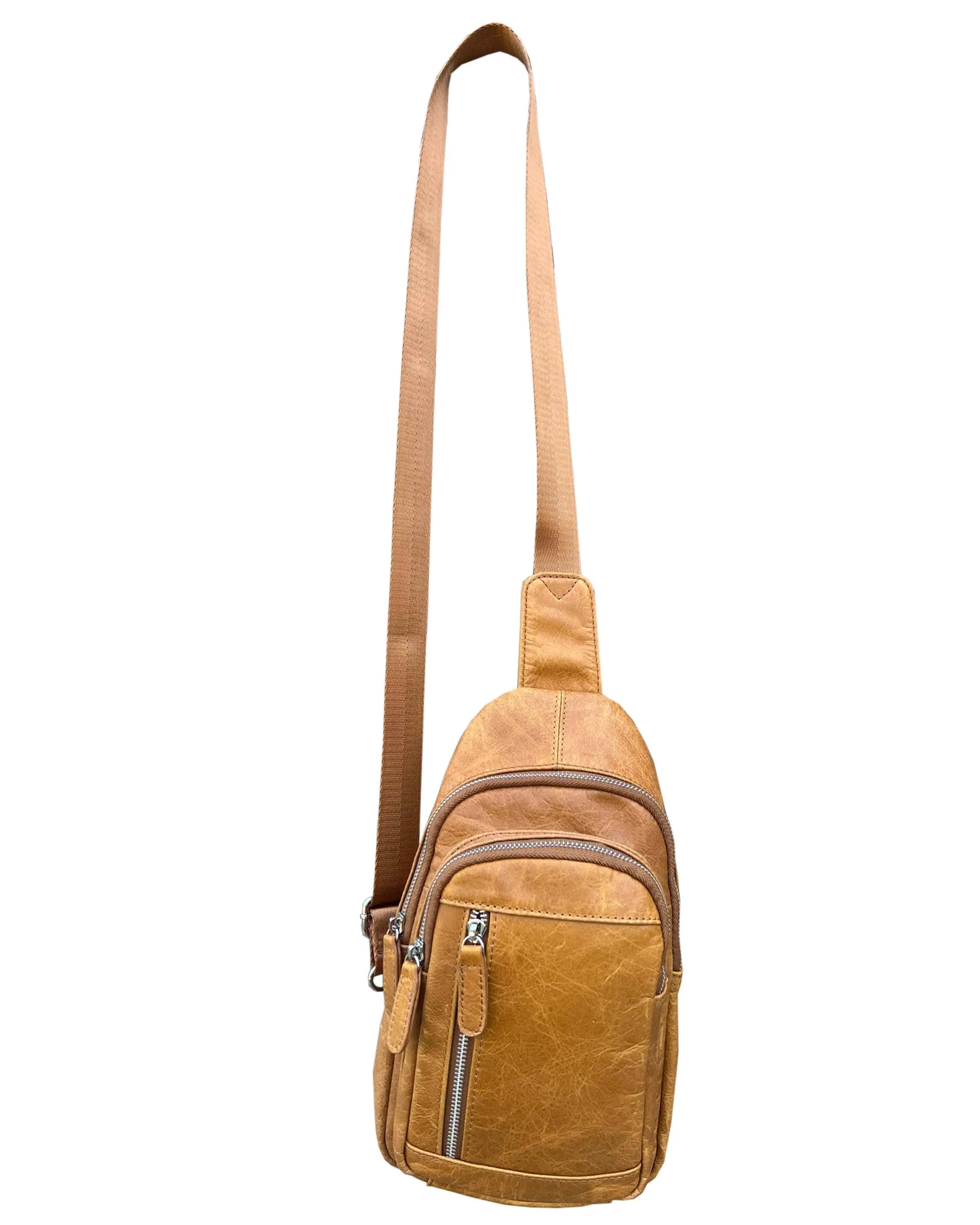 Leather Sling Bag with Adjustable Shoulder Strap