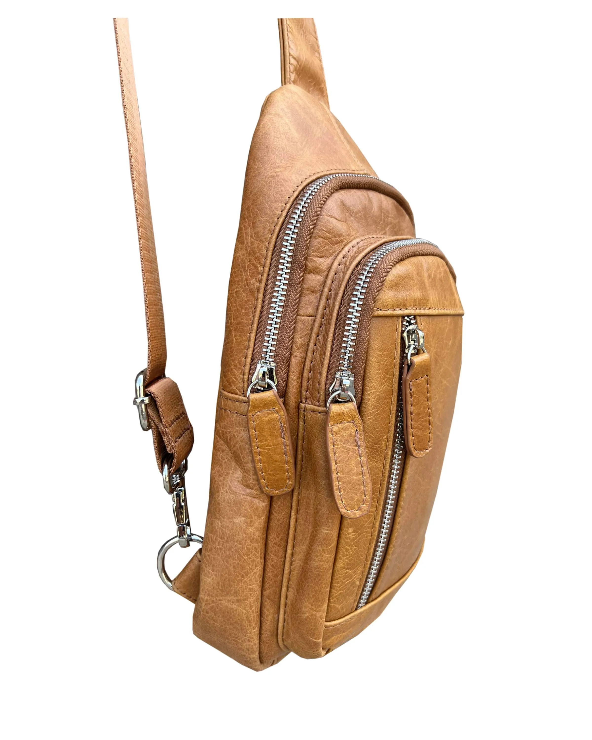 Leather Sling Bag with Adjustable Shoulder Strap