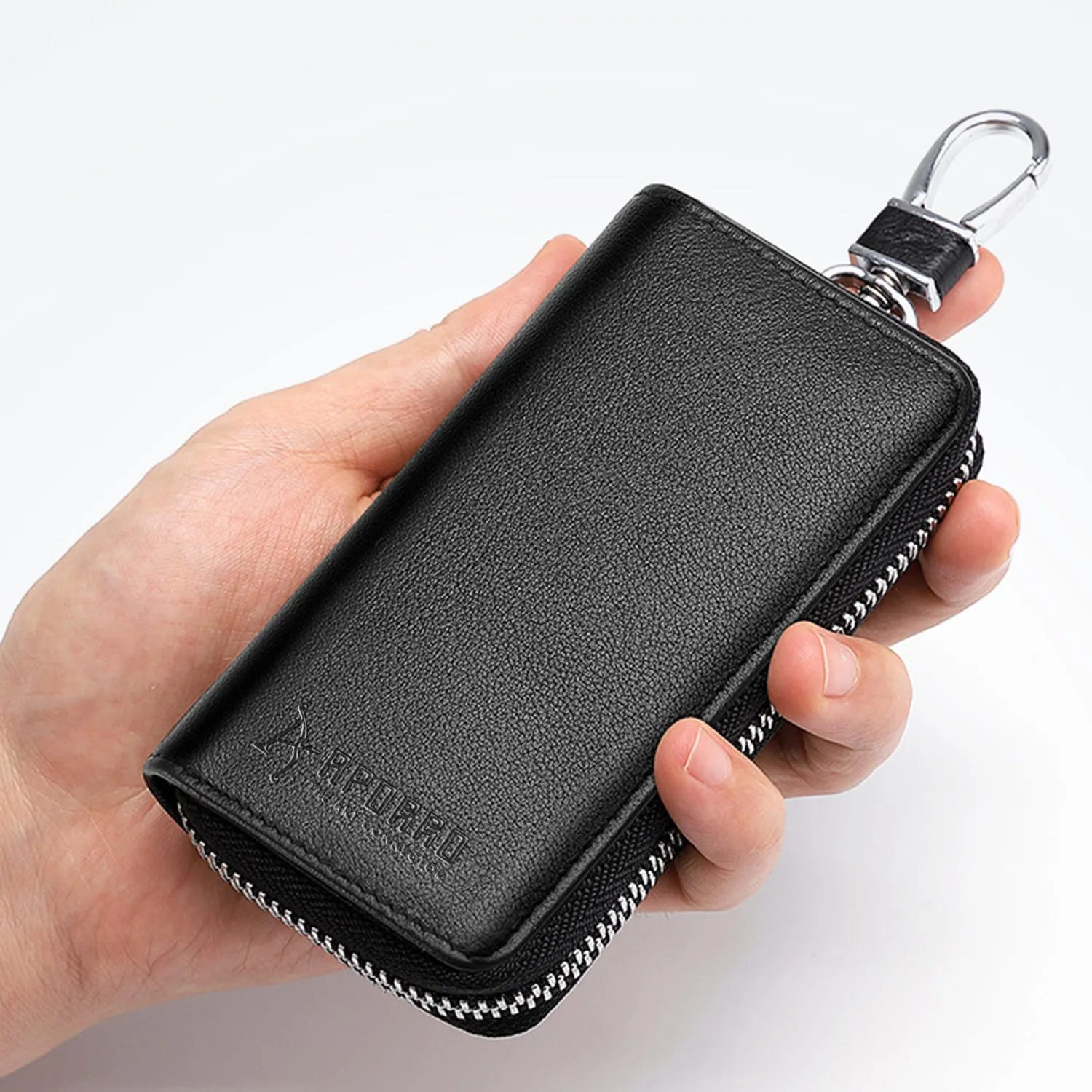 Leather Styles  Compact Key Organizer with Leather Cover and Keyring