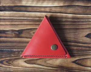 Leather Triangle Coin Purse #Red