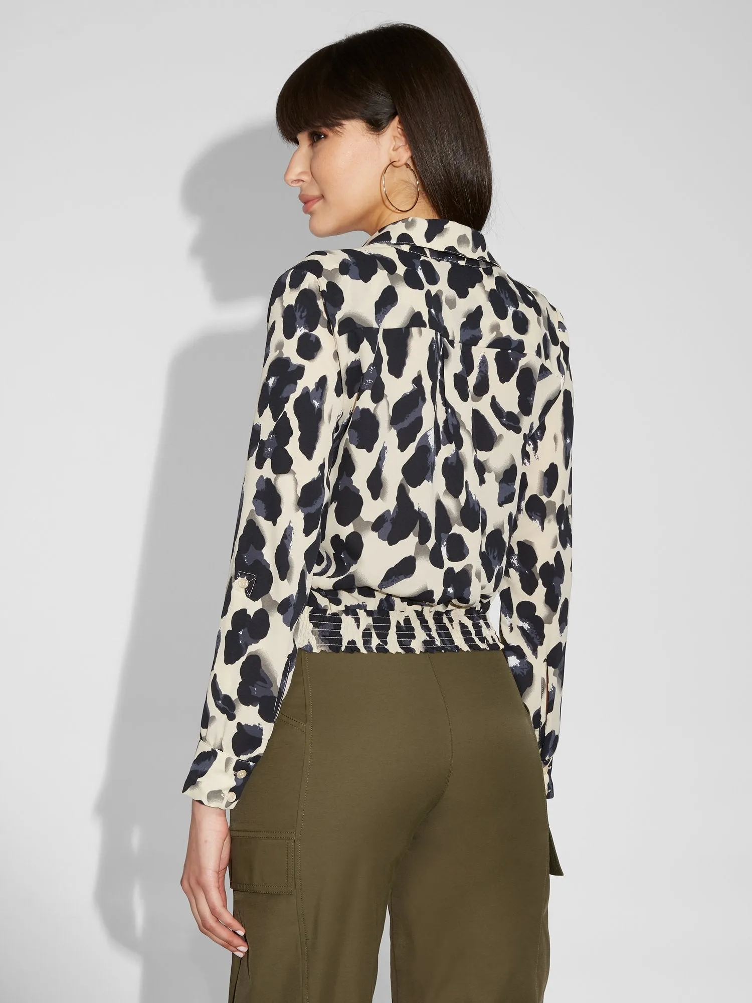 Leopard-Print Wrap Blouse