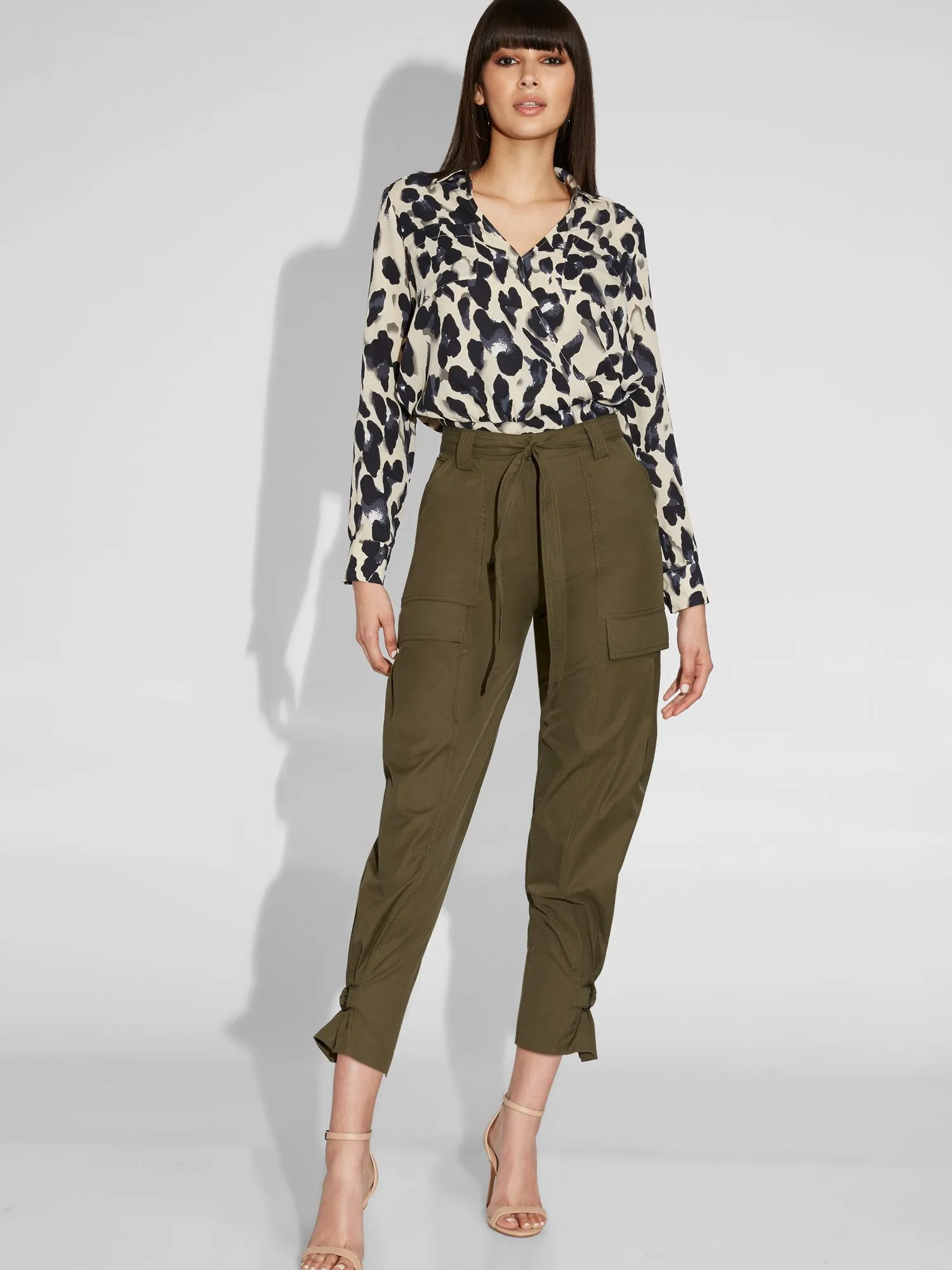 Leopard-Print Wrap Blouse