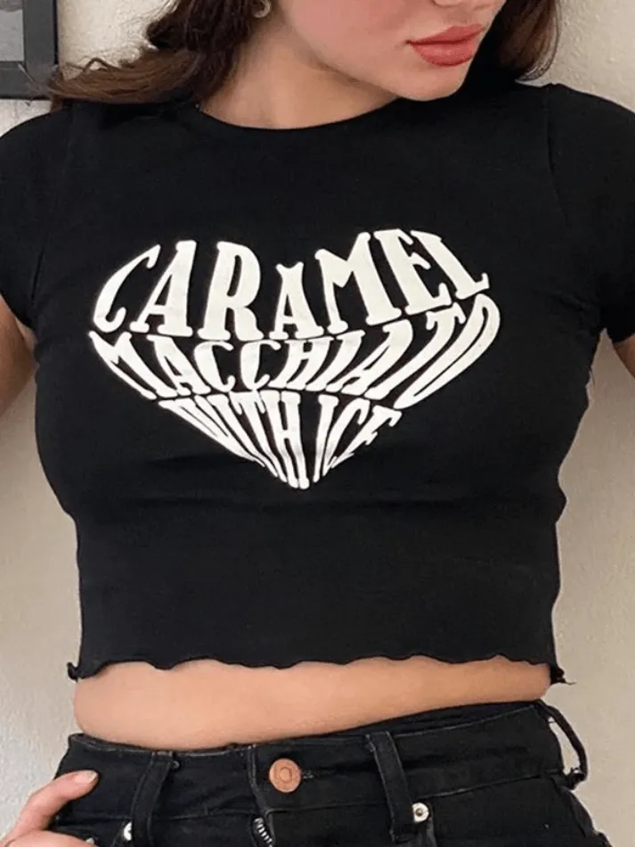 Letter Graphic Graceful Y2K Crop Top