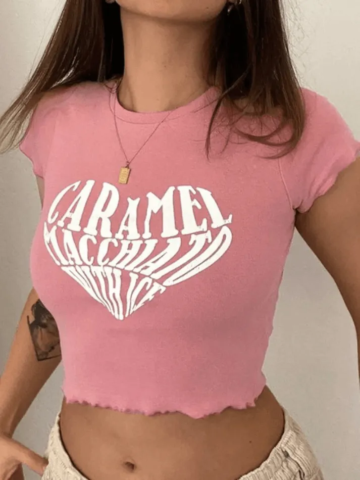 Letter Graphic Graceful Y2K Crop Top