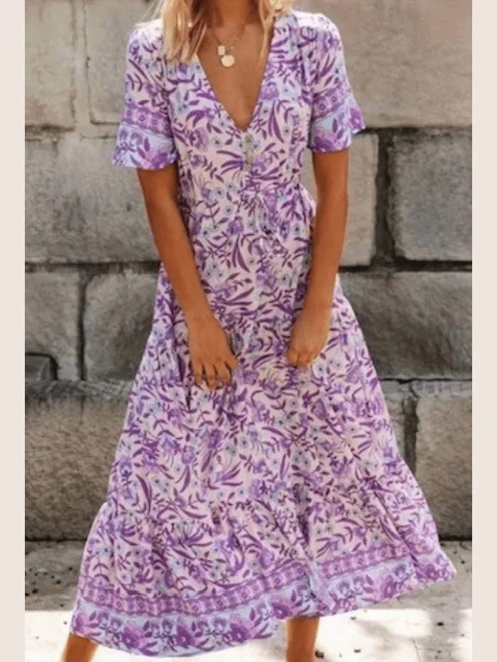 Libby Loves S Lilac Floral Maxi Dress