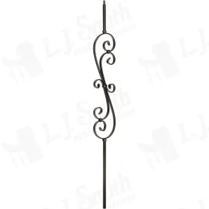 LIH-HOL60144 — Skinny Scroll 44" Iron Baluster (1/2" Square Hollow)