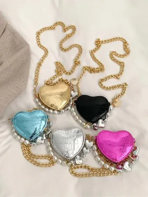 Love At First Sight Metallic Heart-Shaped Crossbody Bag