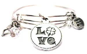 Love With Four Leaf Clover Expandable Bangle Bracelet Set