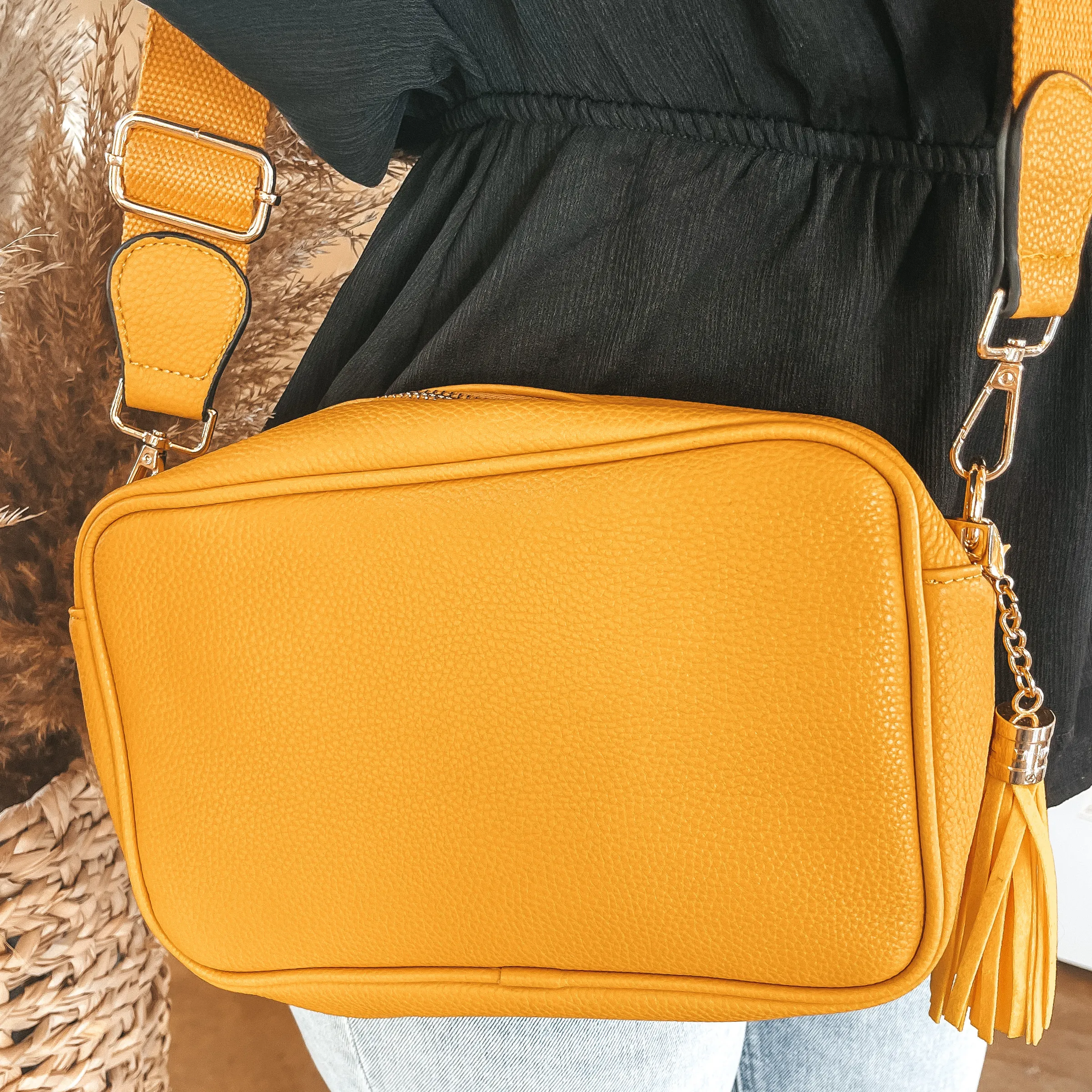 Lovin' Life Small Rectangle Crossbody Purse in Mustard